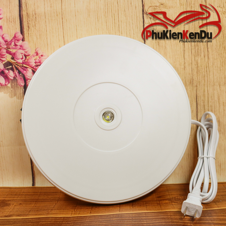 ĐẾ XOAY, BÀN XOAY TRƯNG BÀY SẢN PHẨM 25CM, TẢI 10KG CÓ LED DÙNG ĐIỆN 220V