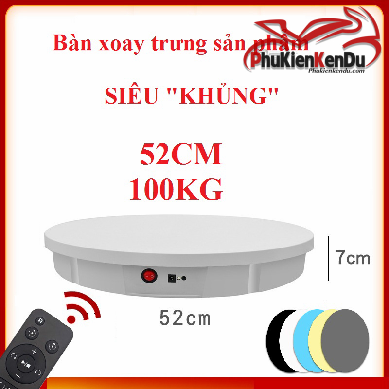 Bàn xoay, đế xoay trưng bày sản phẩm 52cm, tải 100kg, cao cấp có remote ...