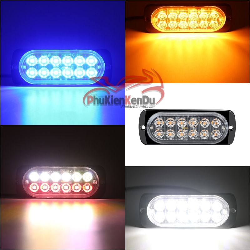 Đèn police chớp xanh đỏ 12 LED cao cấp 16 chế độ nháy