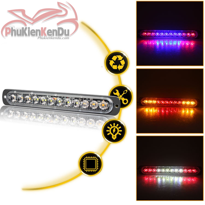 Đèn police chớp xanh đỏ 12 Led cao cấp 16 chế độ nháy